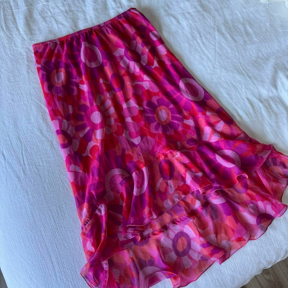 Vintage pink floral midi skirt - Picture 4 of 7